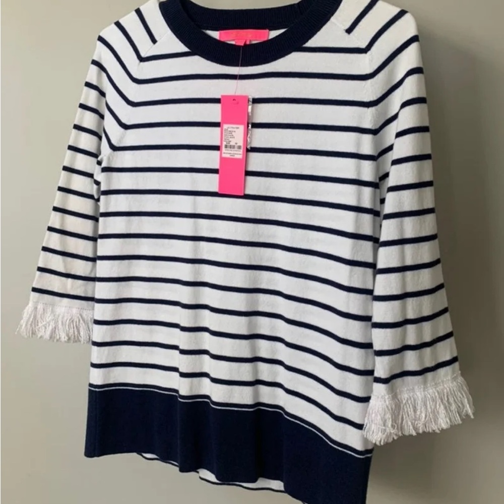 Lilly Pulitzer Navy and White Striped Sweater
